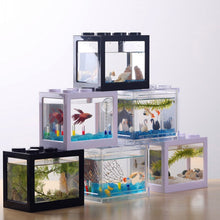 Load image into Gallery viewer, Mini Fish Tank Betta fish Mini Aquarium Creative Building block fish tank home office Tea Table decoration Feeding box Hot Sale
